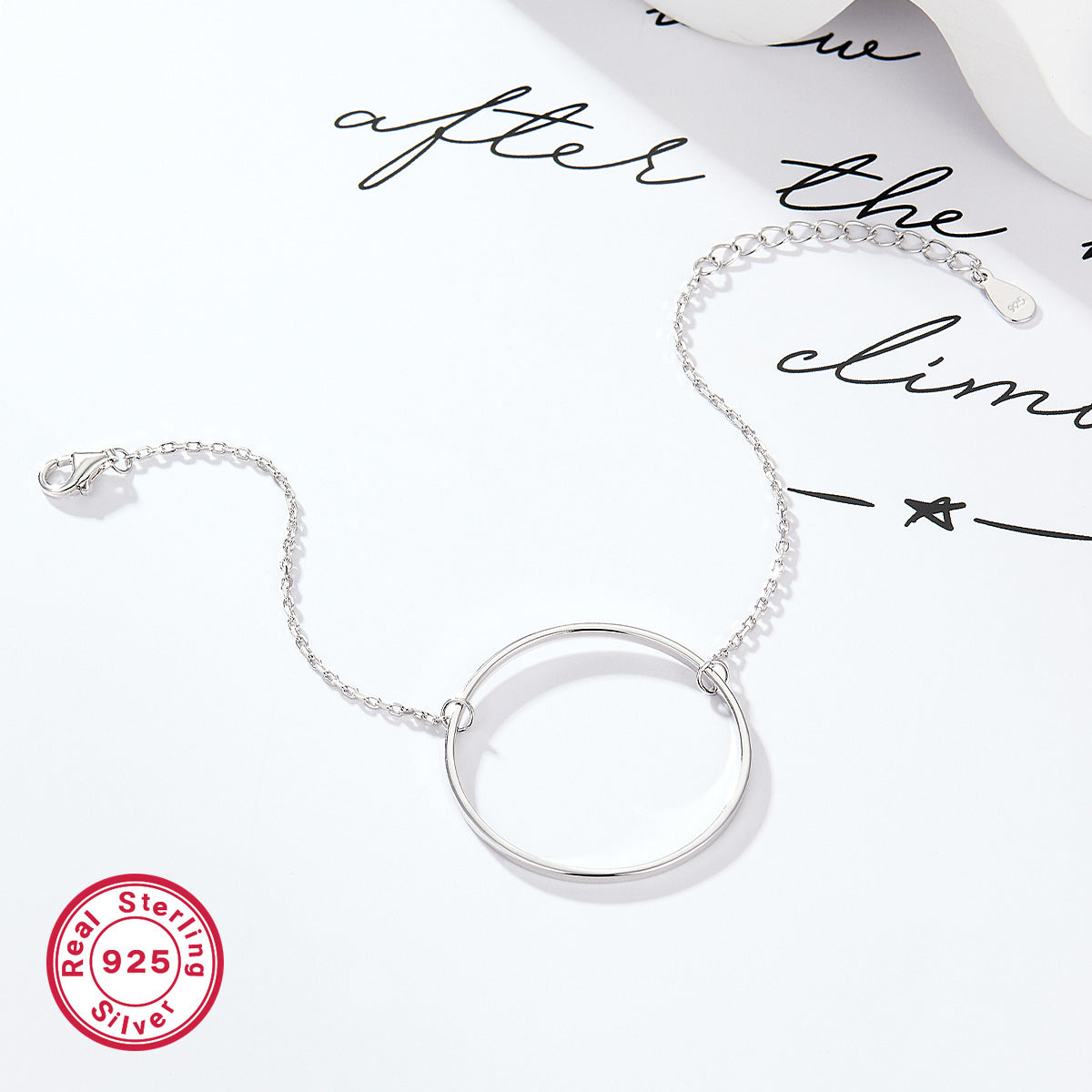 Polished Circle Bracelet - 925 Silver Minimalist Light Luxury Chain