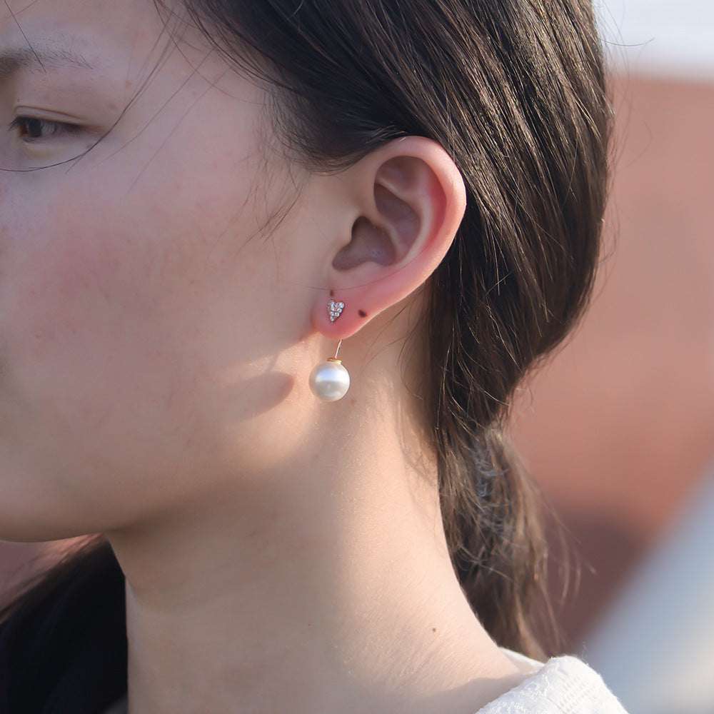 925 Sterling Silver Heart Zirconia & Pearl Stud Earrings, Minimalist Dainty Jewelry
