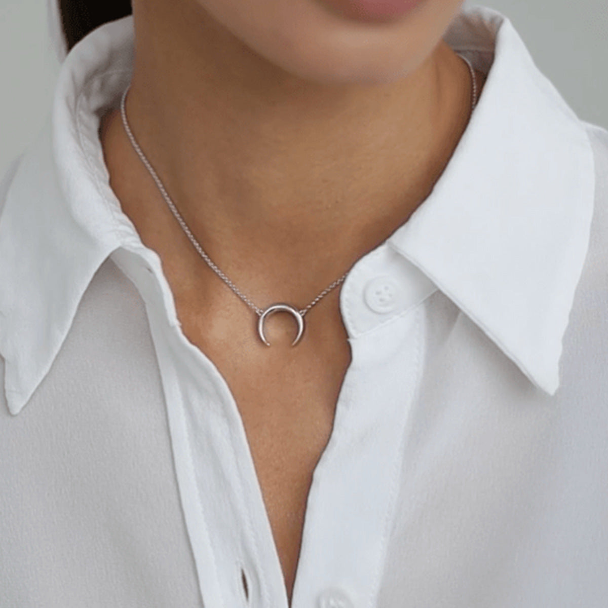 Moon Zircon Necklace - 925 Silver Light Luxury Layering Chain