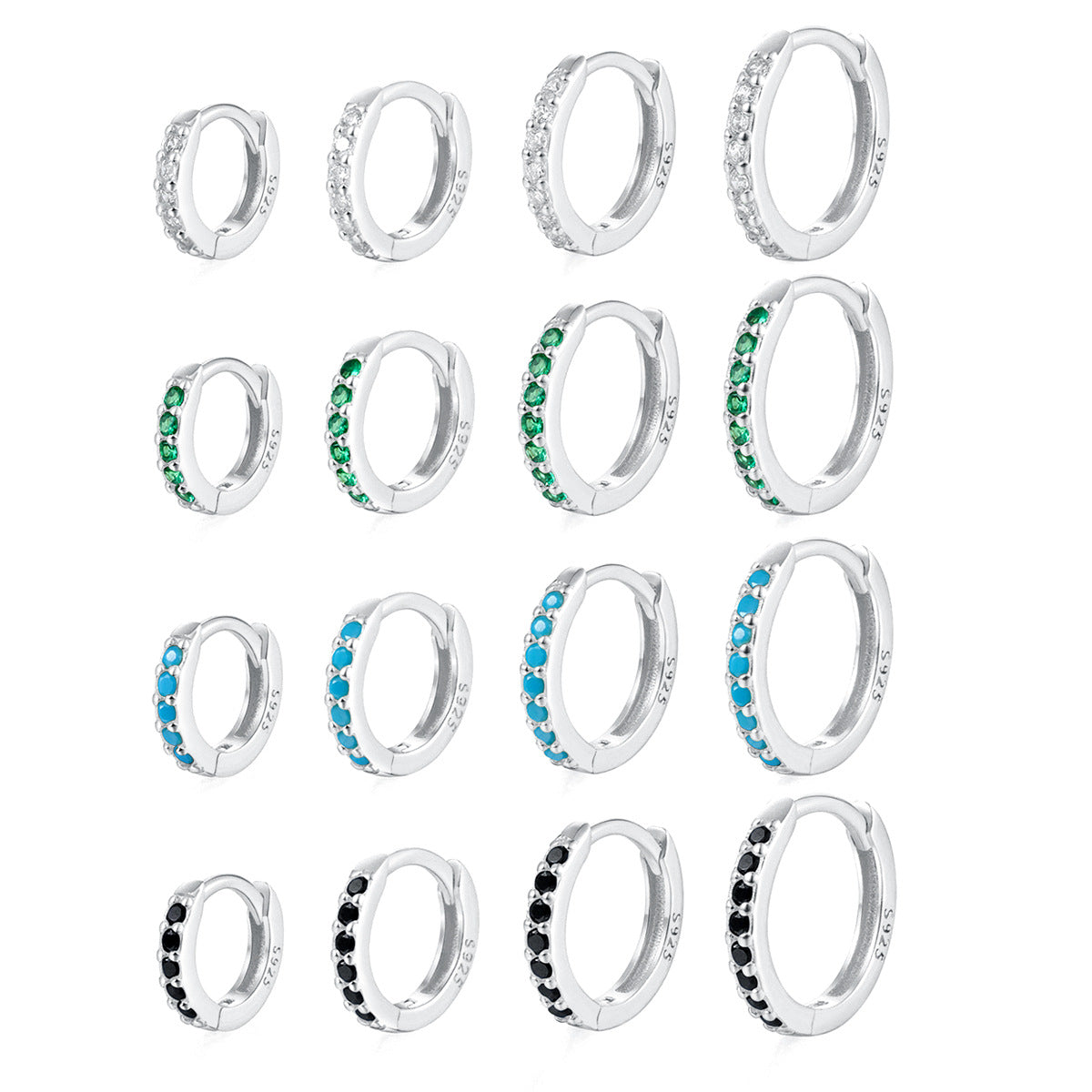Zircon Hoop Earrings - 925 Silver Minimalist Light Luxury Wholesale