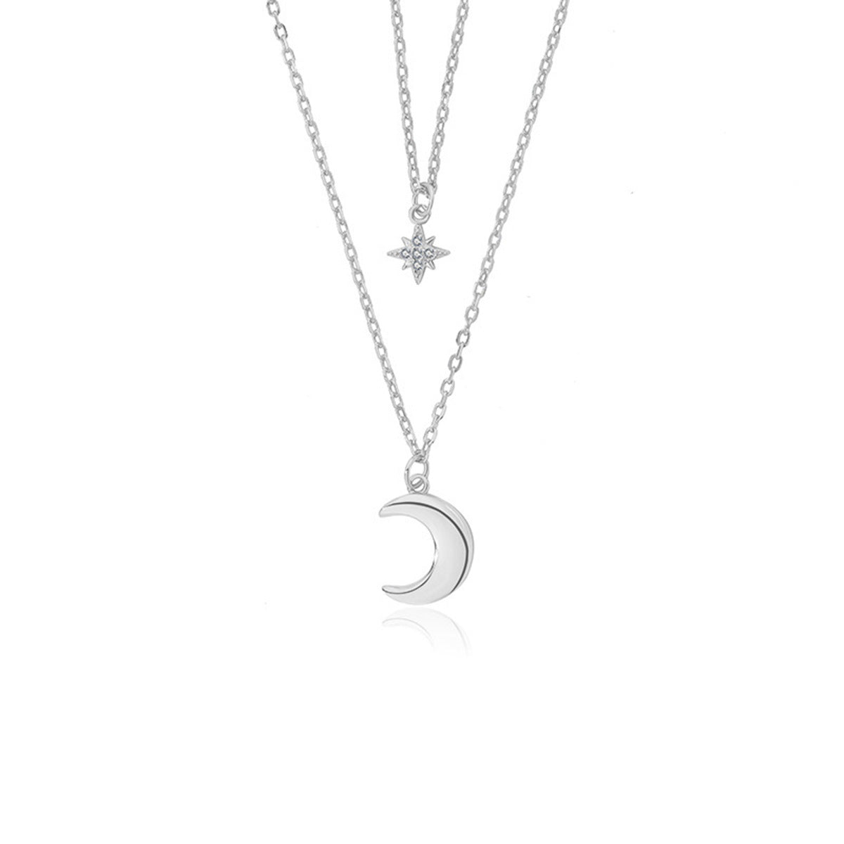Star Moon Double Necklace - S925 Silver Sweet Best Friend Gift
