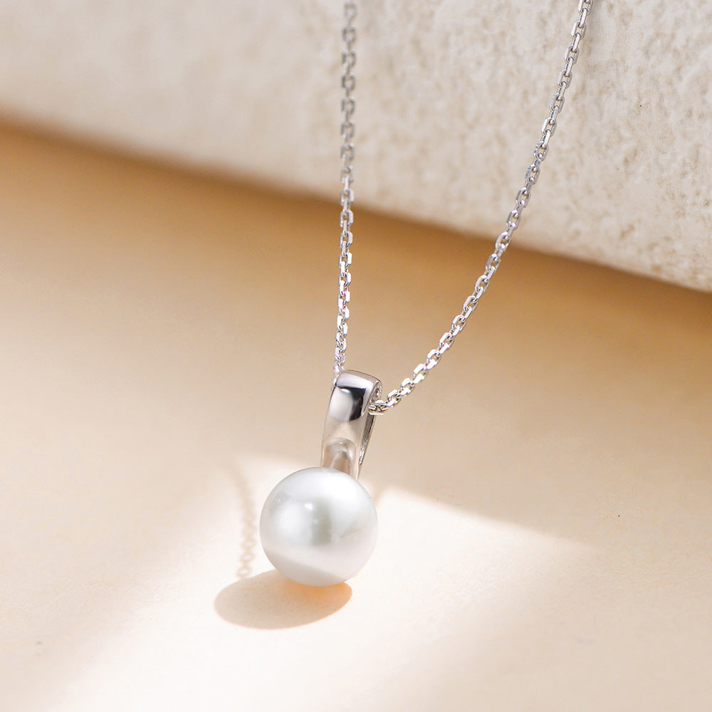 925 Sterling Silver Natural Freshwater Pearl Pendant Necklace, Light Luxury Ins Style Jewelry