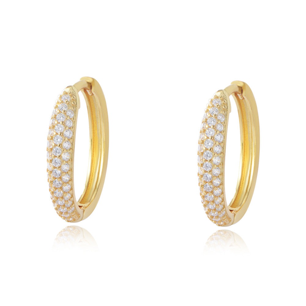 925 Sterling Silver Micro-Pave Zirconia Hoop Earrings, Minimalist Jewelry