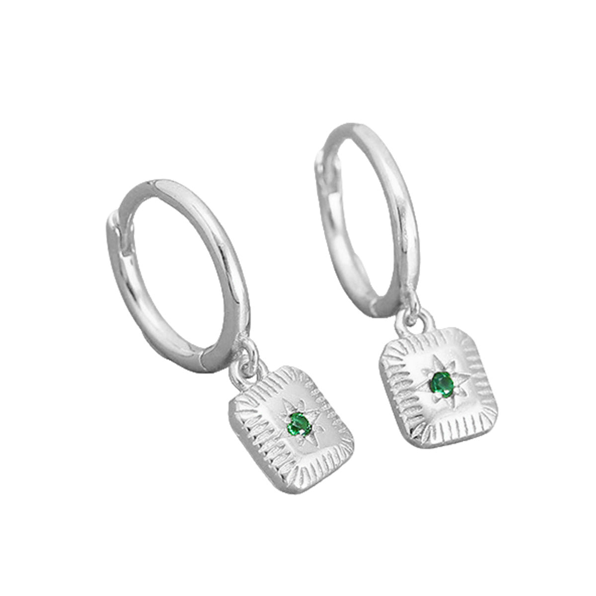Square Zircon Hoop Earrings - S925 Silver Niche Minimalist Jewelry