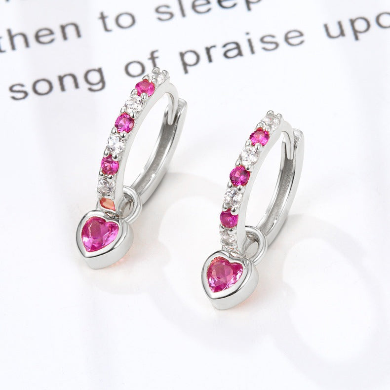 Color Zircon Heart Ear Cuffs - S925 Silver Dopamine Jewelry