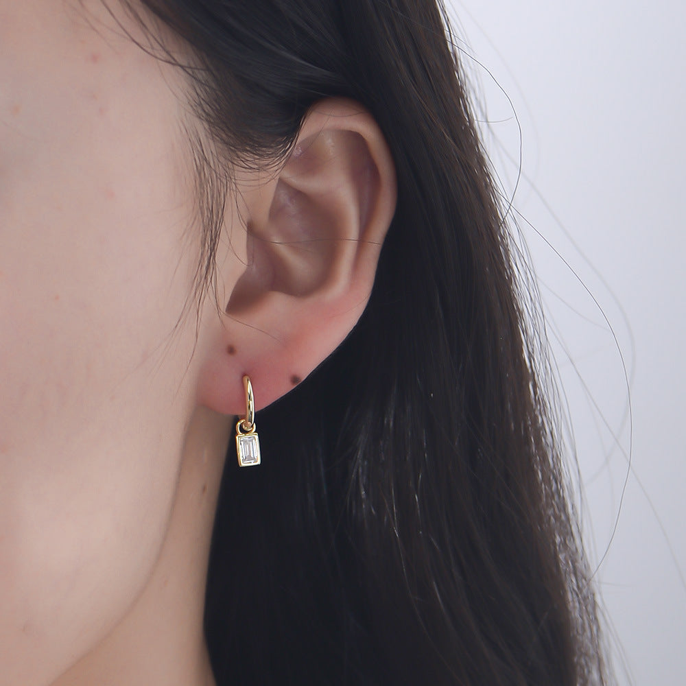 S925 Silver Minimalist Earring Combination - Sparkling Zirconia Set for Women