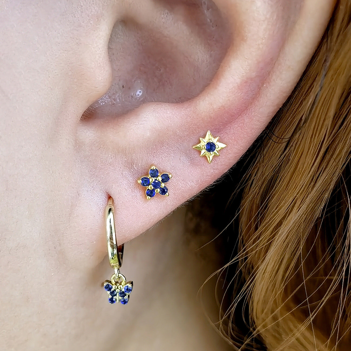 Flower Screw Earrings - 925 Silver Diamond Petal Jewelry Wholesale