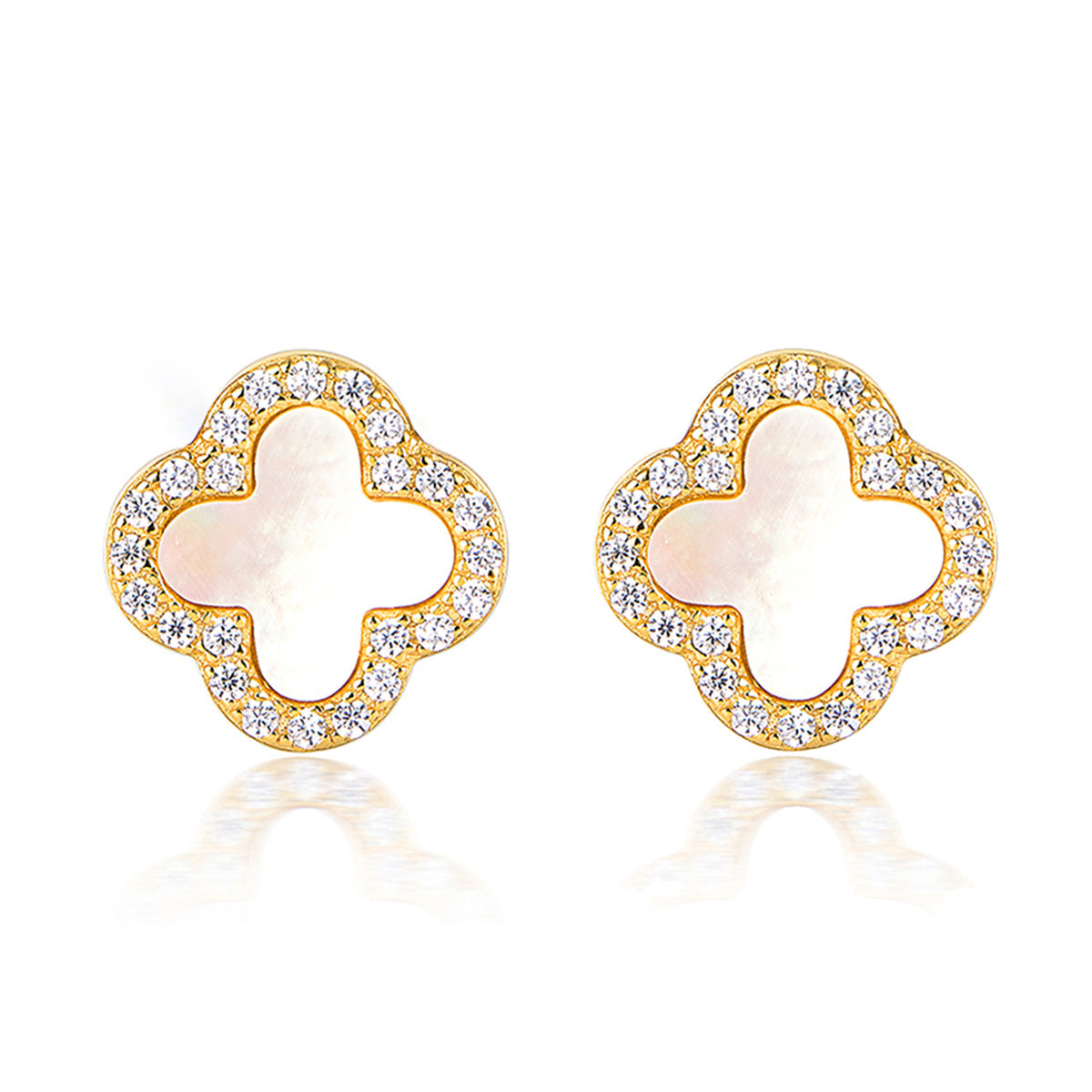 Four Leaf Clover Necklace & Earrings Set - Sterling Silver Black Agate Jewelry Gift