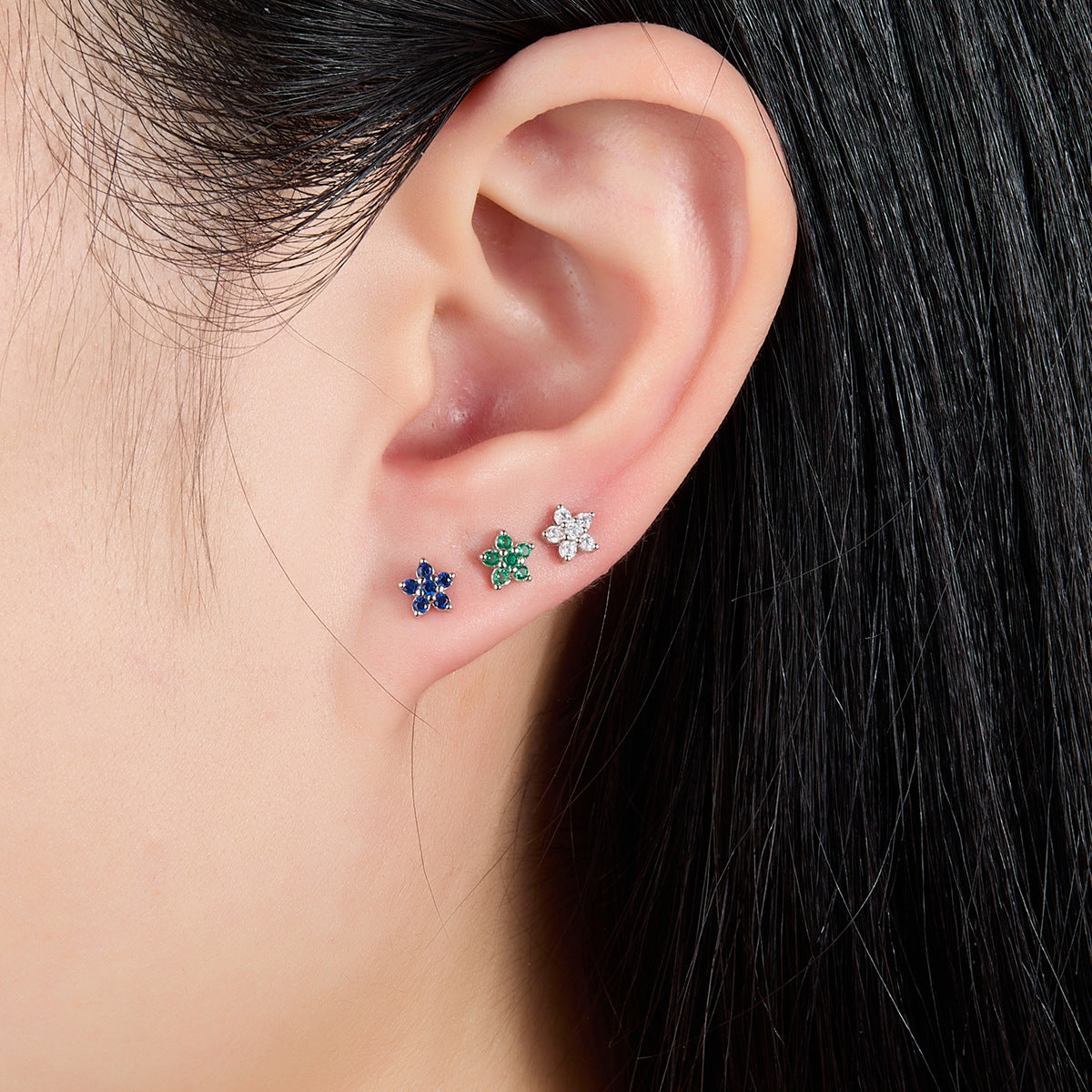 Flower Screw Earrings - 925 Silver Diamond Petal Jewelry Wholesale