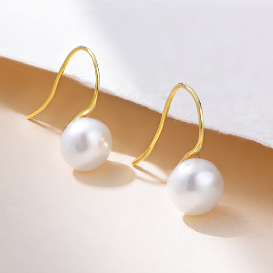 S925 Silver Freshwater Pearl Dangle Earrings - Creative High-Heel Aesthetic