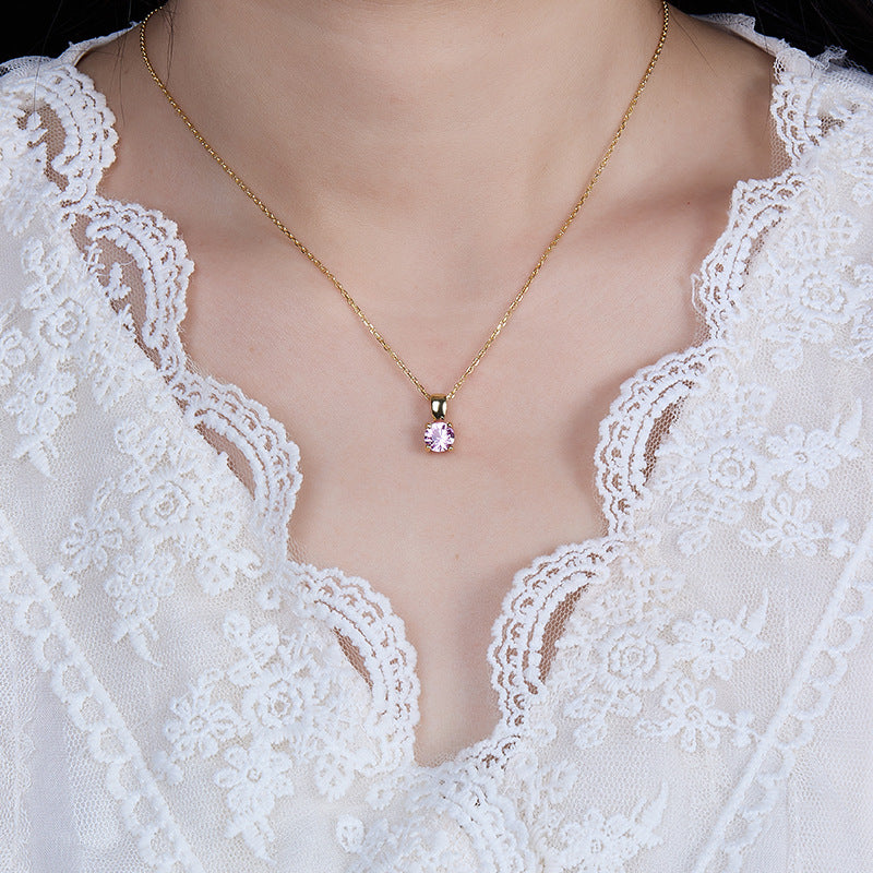 December Birthstone Necklace - 925 Sterling Silver Minimalist Zircon Jewelry