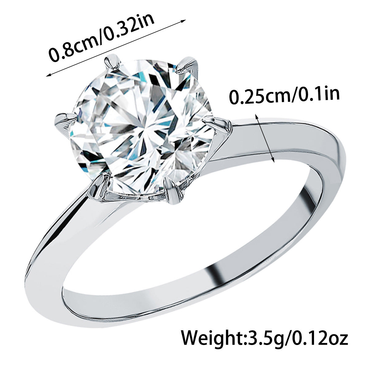 Six-Prong Zircon Wedding Ring - S925 Sterling Silver Luxury Minimalist Bridal