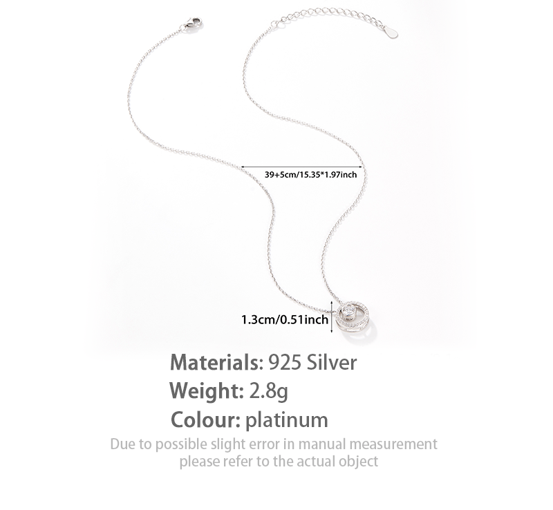 Zircon Circle Necklace - S925 Sterling Silver Versatile Beaded Collarbone Chain