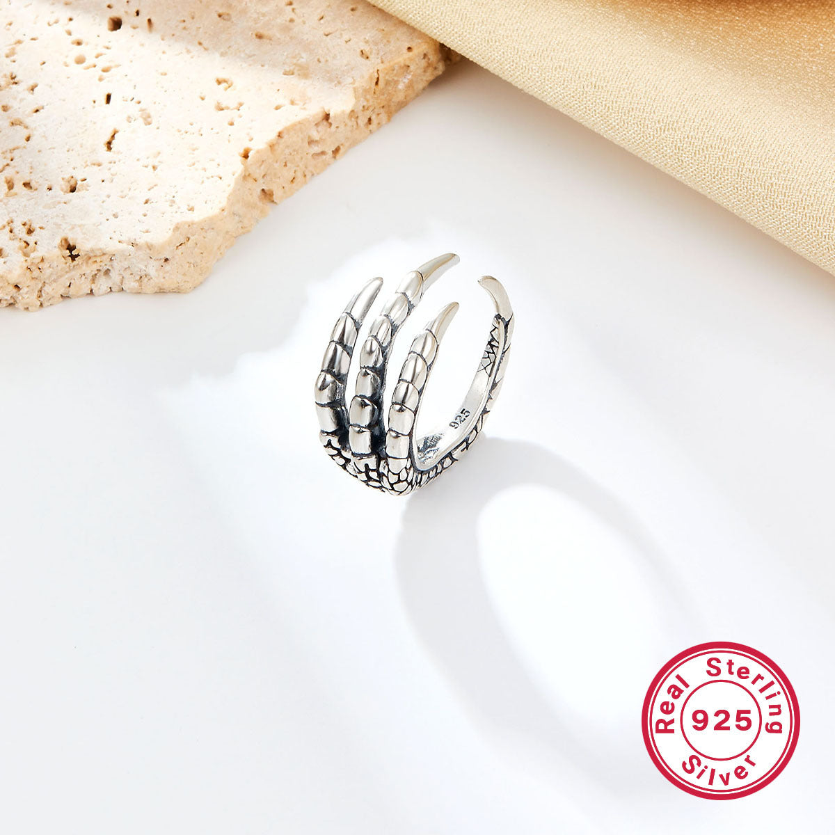 Dragon Claw Adjustable Ring - 925 Silver Halloween Niche Retro