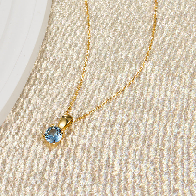 December Birthstone Necklace - 925 Sterling Silver Minimalist Zircon Jewelry