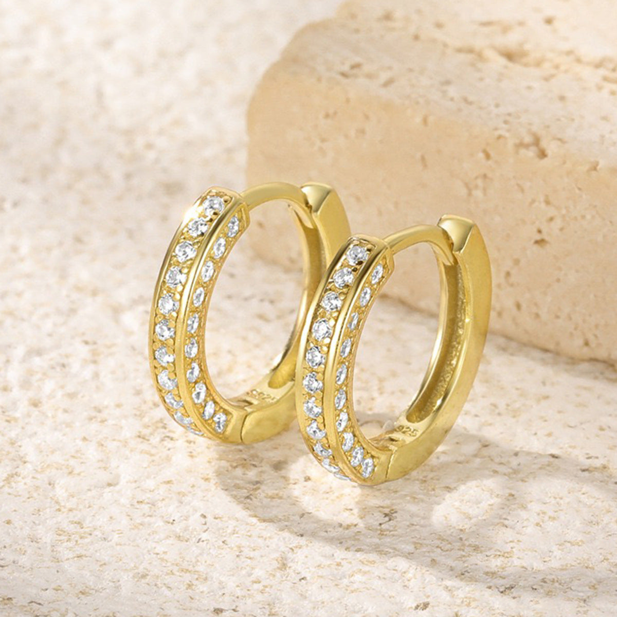 Diamond Hoop Earrings - S925 Silver Geometric Niche Ear Jewelry