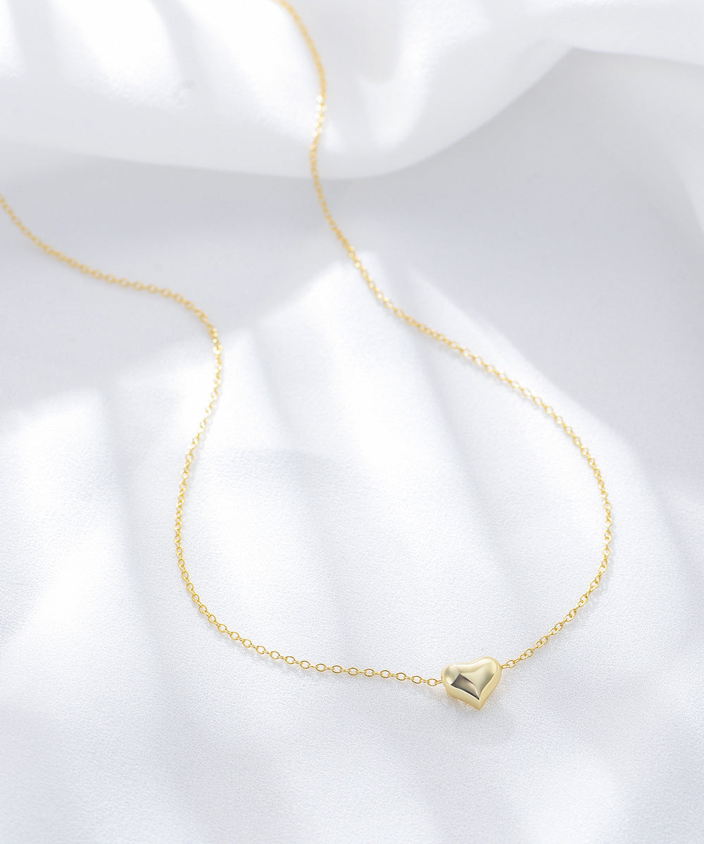 925 Sterling Silver Minimalist Hollow Heart Necklace, Elegant Ins Style Love Pendant Jewelry