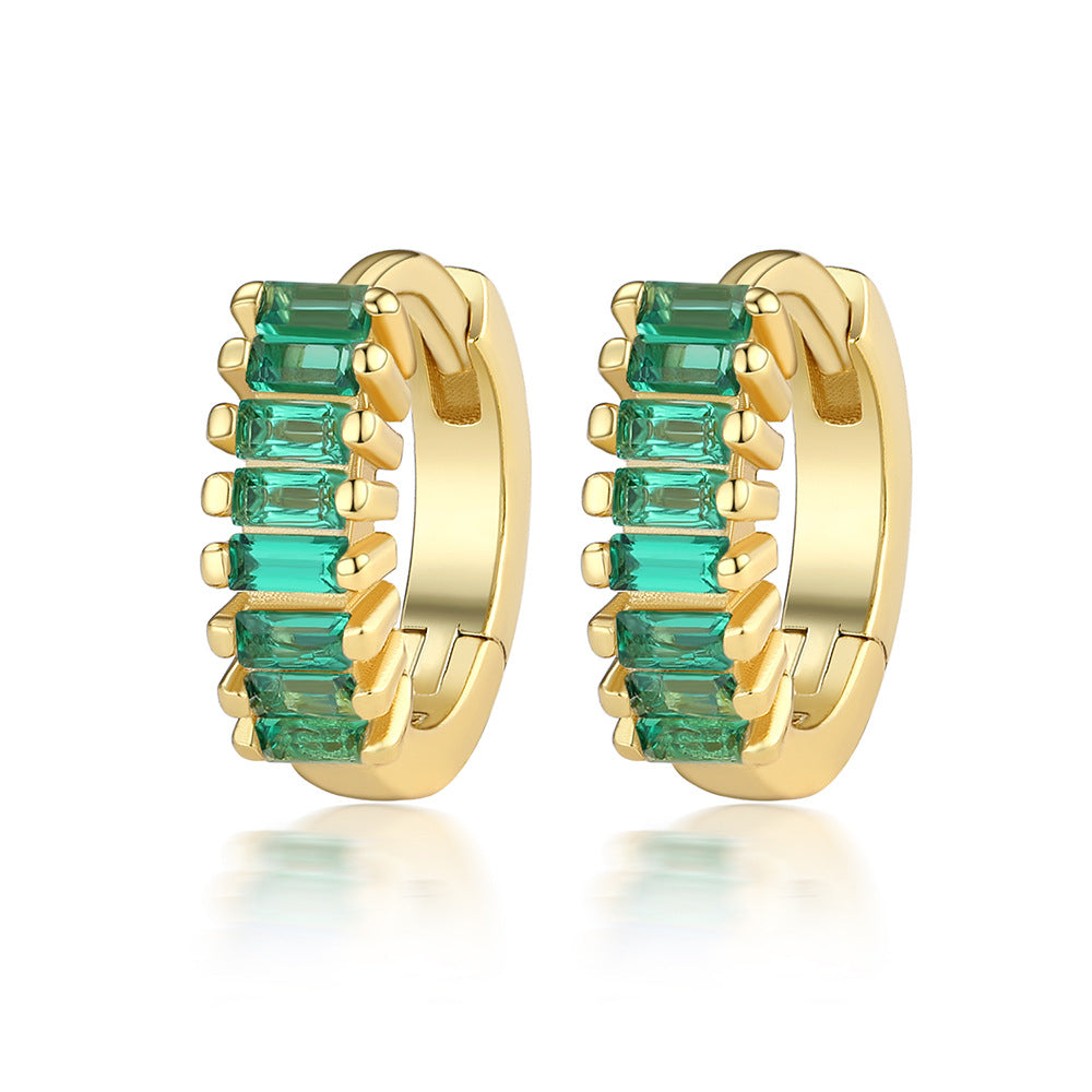 Color Zircon Hoop Earrings - 925 Silver Dopamine Niche Jewelry