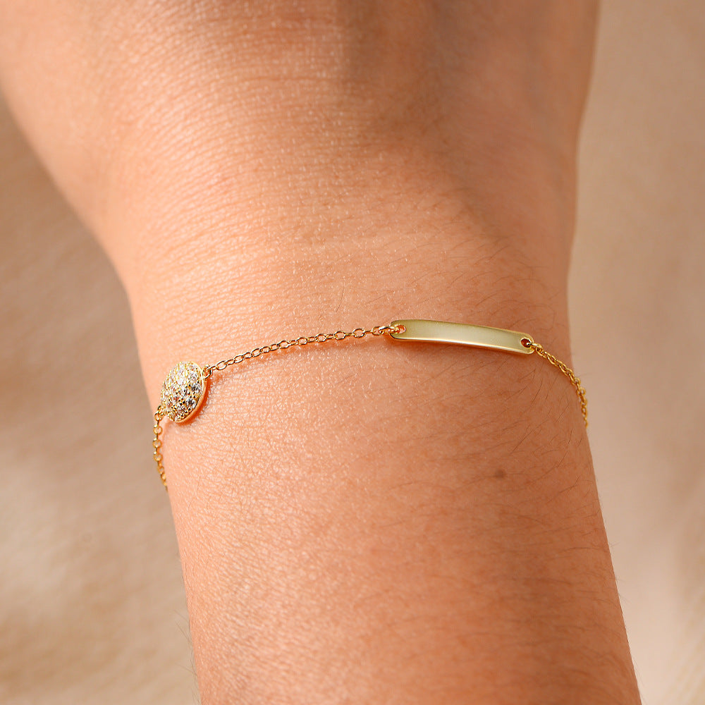 Sterling Silver Chic Geometric Bar Link Bracelet for Women, High-End Versatile Hand Jewelry