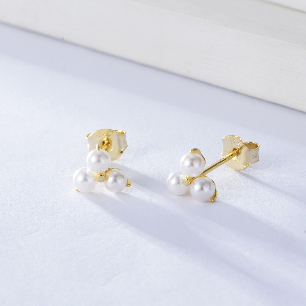 925 Sterling Silver Simple Pearl Stud Earrings, Minimalist High-End Daily Jewelry