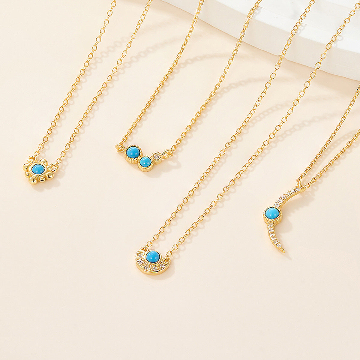 Turquoise Necklace - 925 Sterling Silver Retro Niche Collarbone Chain