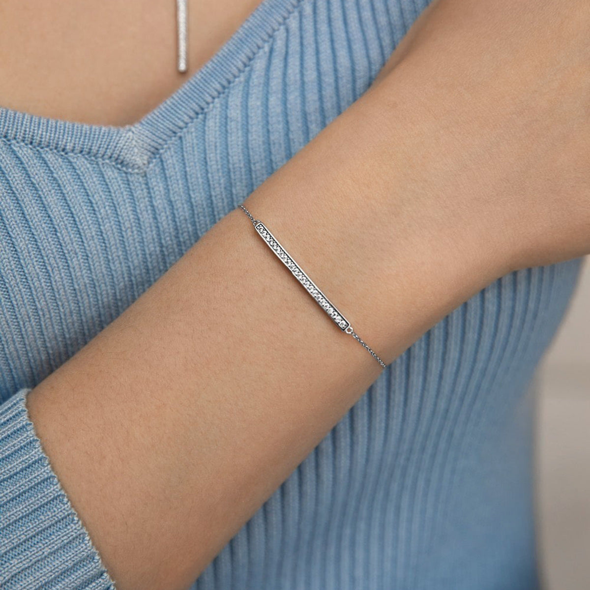 Bar Zircon Bracelet - 925 Silver Minimalist Light Luxury Wholesale