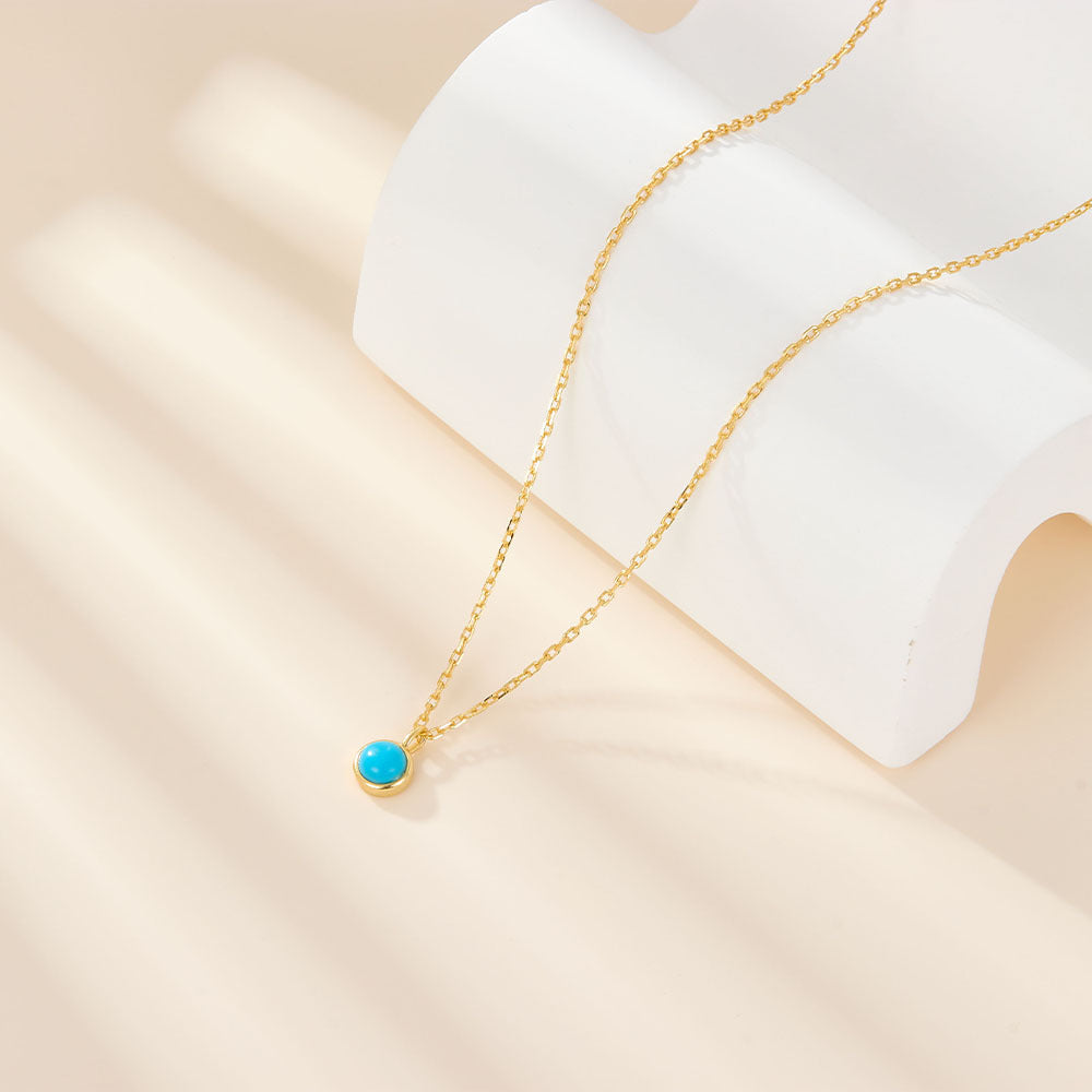 Turquoise Necklace - 925 Sterling Silver Retro Niche Collarbone Chain