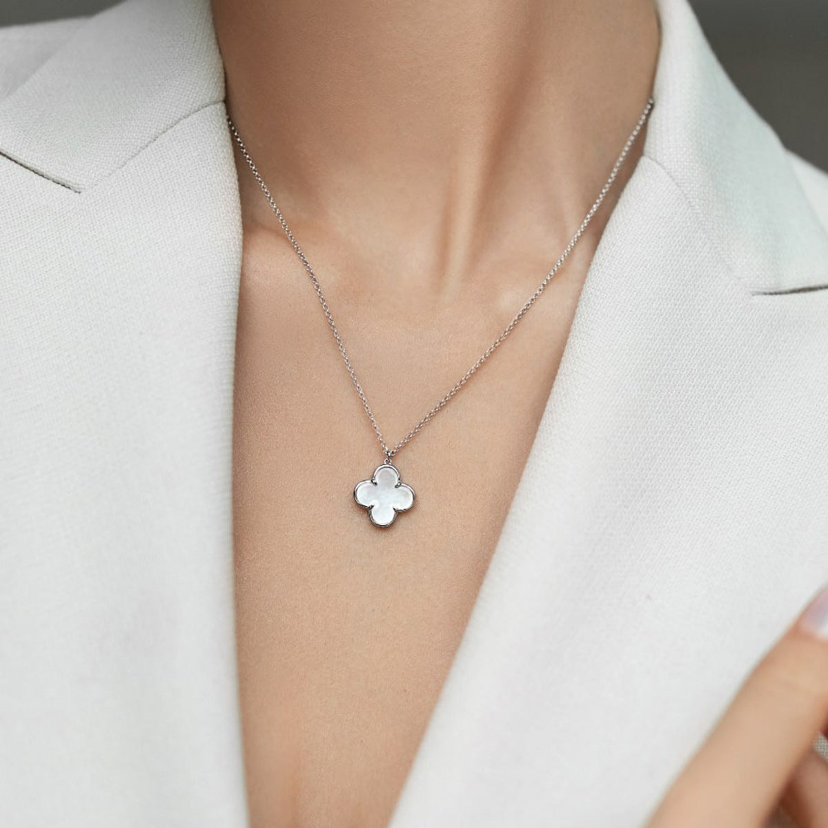 Four-Leaf Clover Jewelry Set - S925 Silver Mother of Pearl Gift for Women