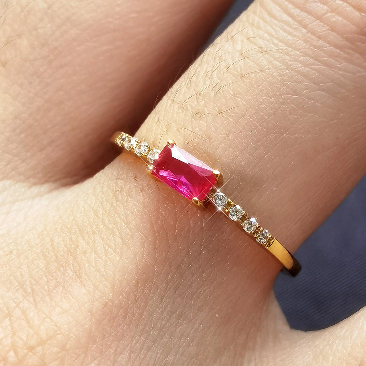 Colored Zircon Gold-Tone Ring - S925 Sterling Silver Minimalist Light Luxury Wholesale