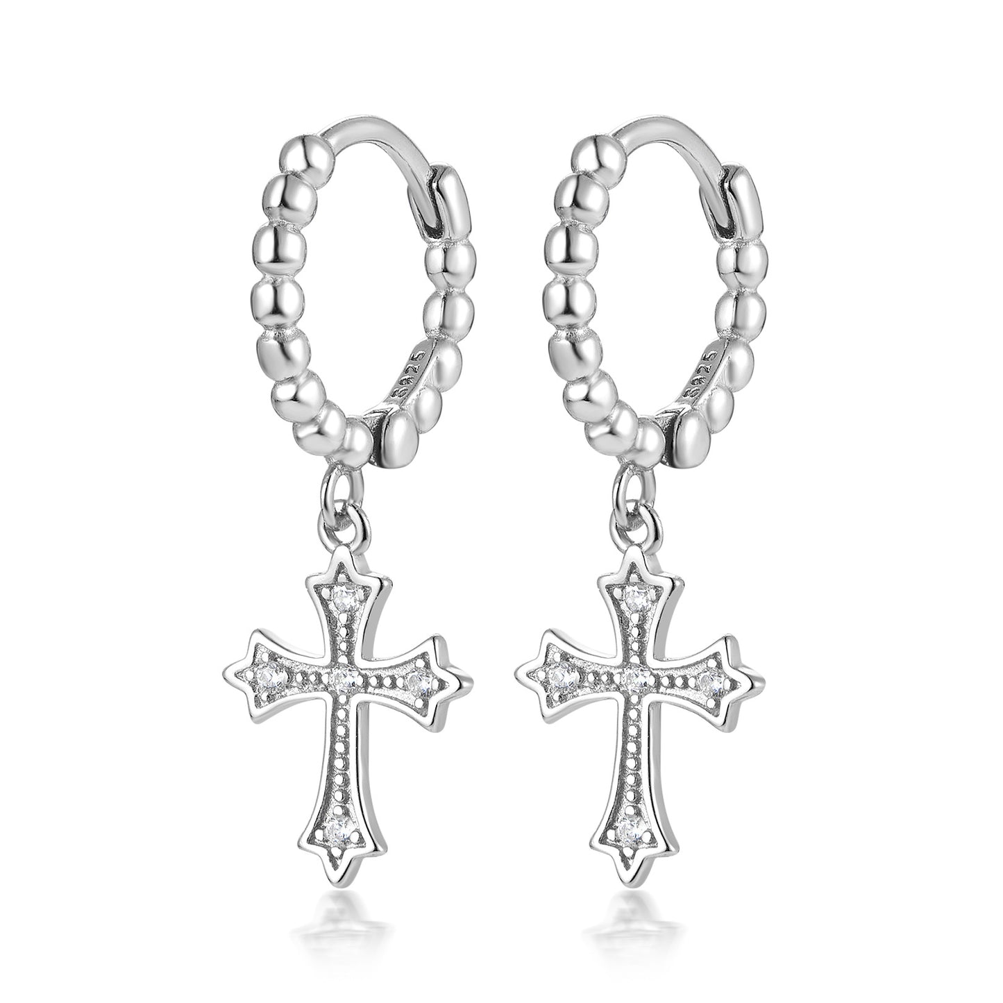 Micro-Inlaid Cross Earrings - S925 Sterling Silver Fashion Personalized Jewelry