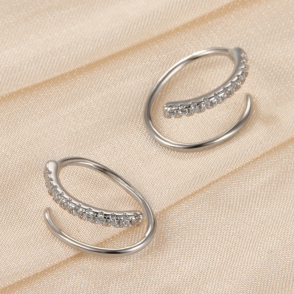 Zircon Hoop Earrings - 925 Silver Minimalist Niche Jewelry