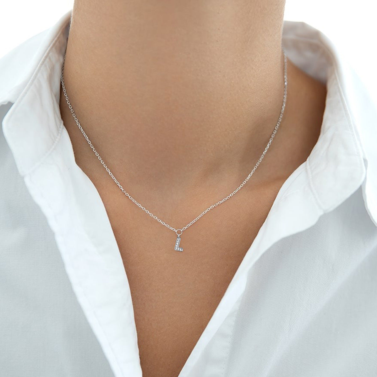 Custom Letter Necklace - 925 Silver Zircon Light Luxury Jewelry