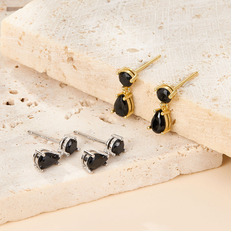 Teardrop Earrings - S925 Silver Colored Zircon Minimalist Earrings