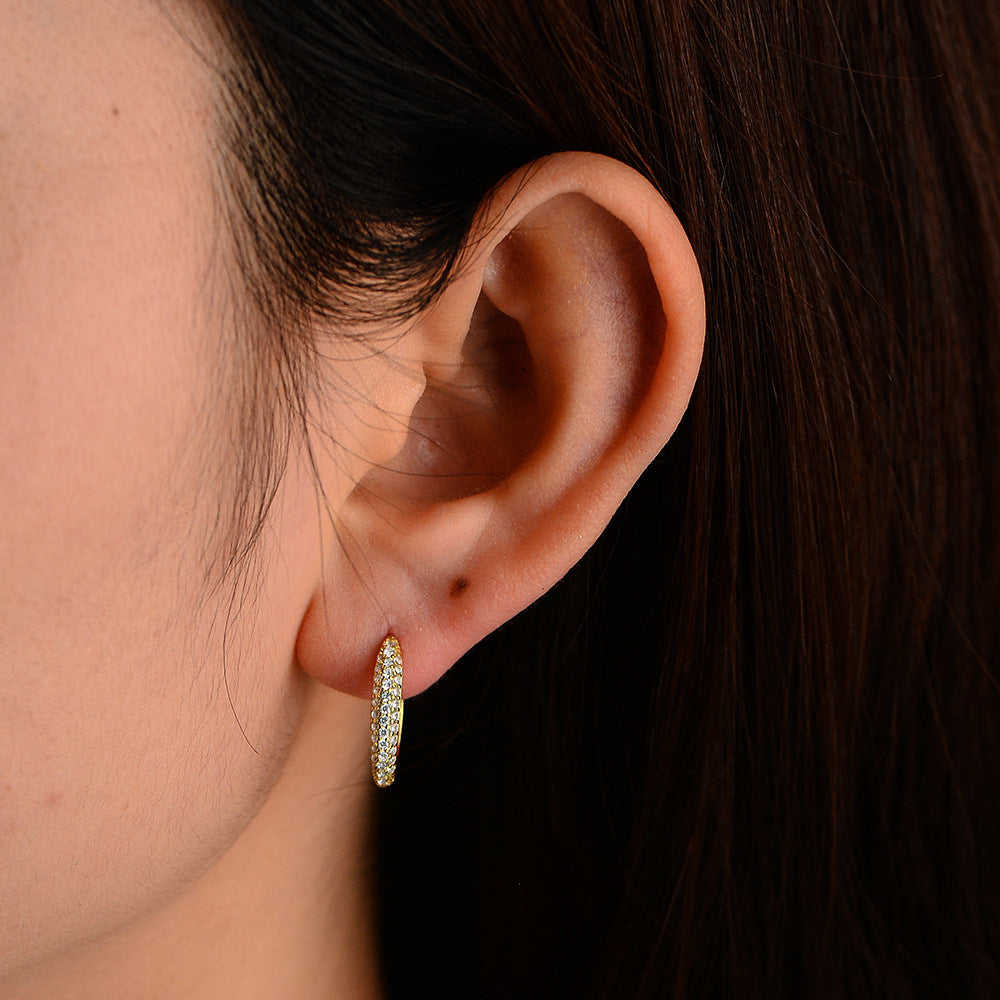 925 Sterling Silver Micro-Pave Zirconia Hoop Earrings, Minimalist Jewelry