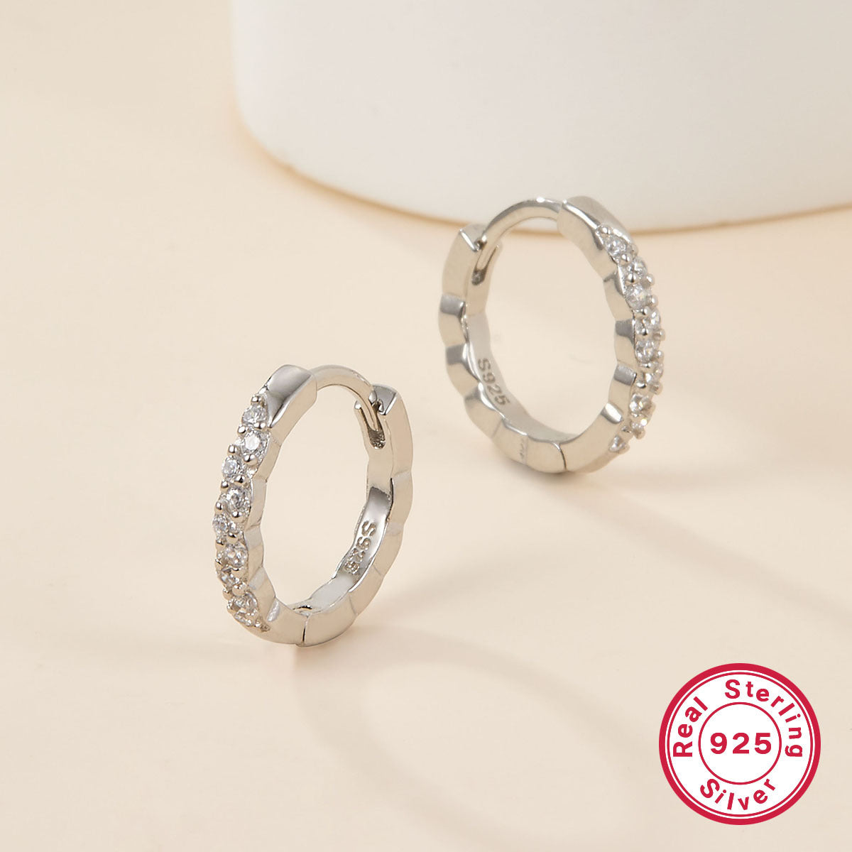 Diamond Hoop Earrings - S925 Silver Geometric Niche Ear Jewelry
