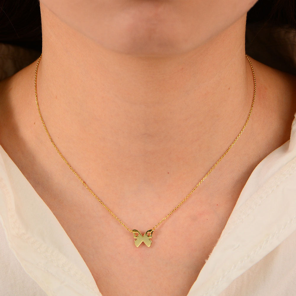 Sterling Silver Dainty Polished Butterfly Necklace for Women, Elegant Daily Accessories