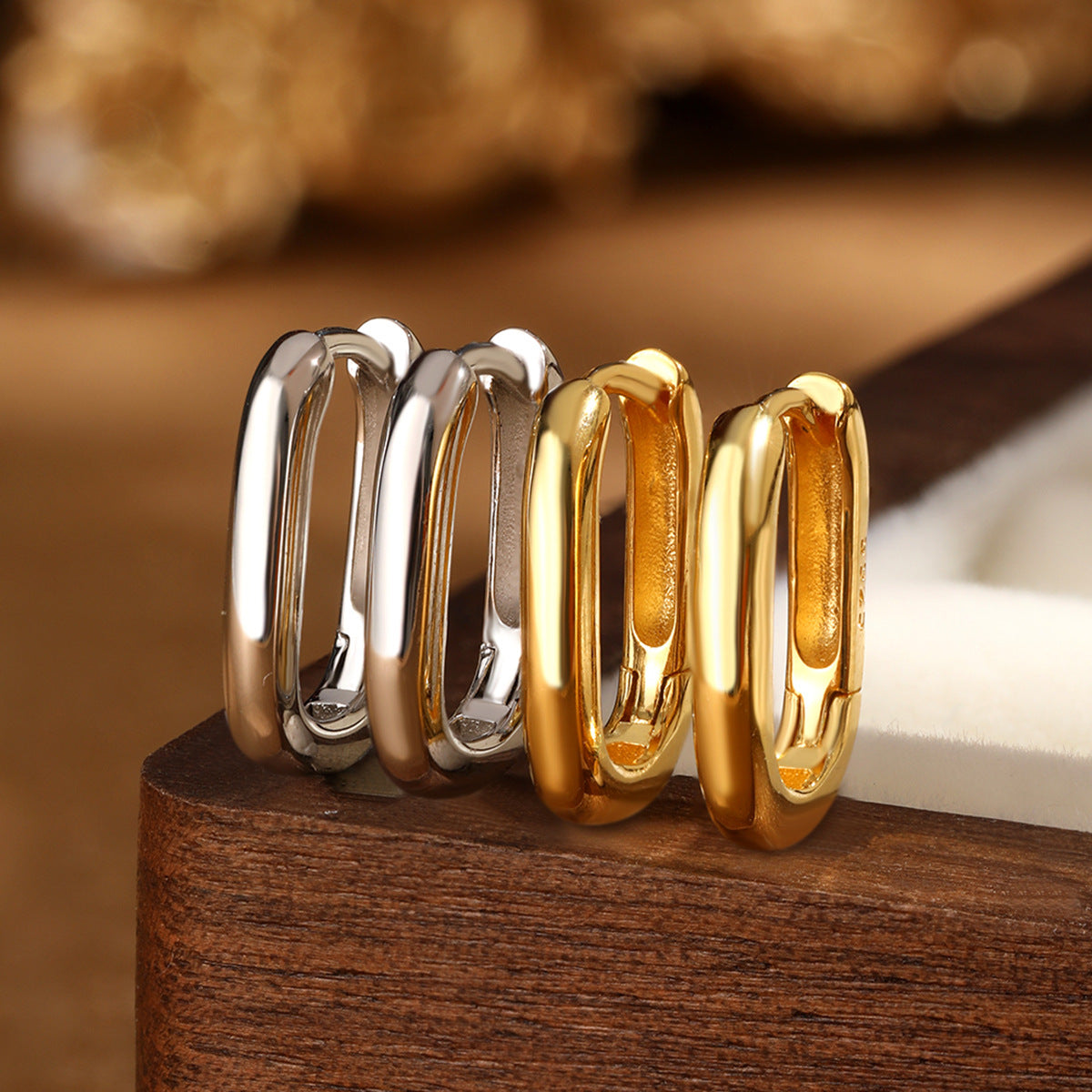 Oval Hoop Ear Cuffs - S925 Silver Minimalist Light Luxury