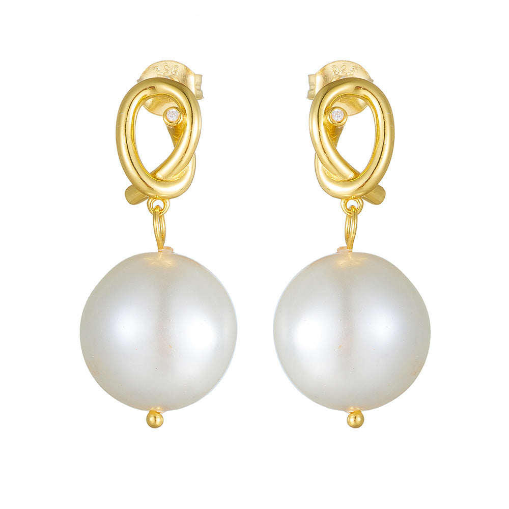 S925 Silver Modern Shell Button Pearl Earrings - Unique Geometric Studs