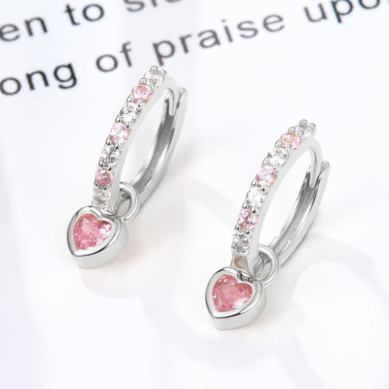 Color Zircon Heart Ear Cuffs - S925 Silver Dopamine Jewelry