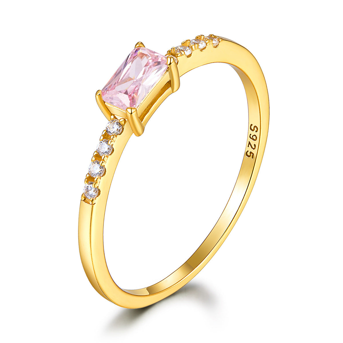Colored Zircon Gold-Tone Ring - S925 Sterling Silver Minimalist Light Luxury Wholesale