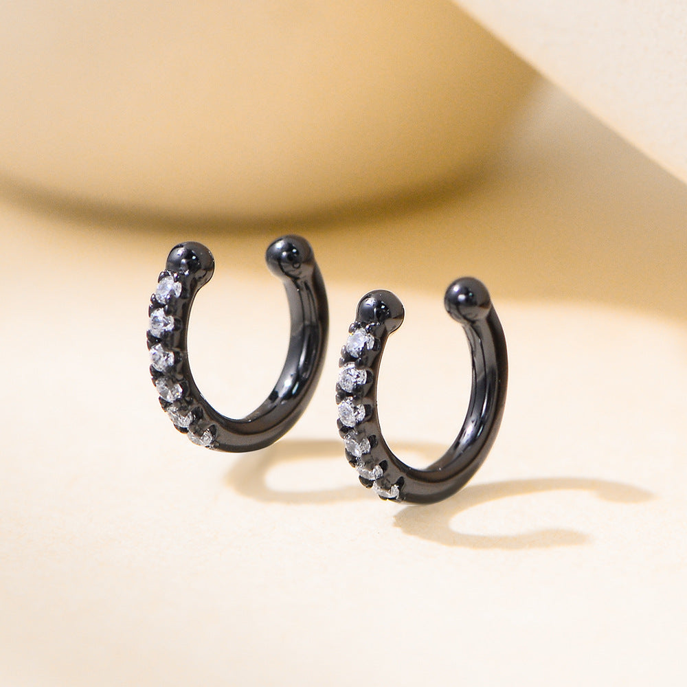 S925 Silver Sparkling C-Design Ear Clip - Modern Ins Style Aesthetic Non-Pierced Earring
