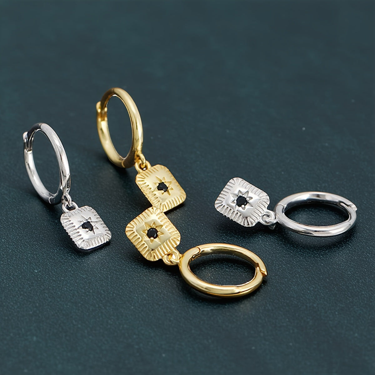 Square Zircon Hoop Earrings - S925 Silver Niche Minimalist Jewelry