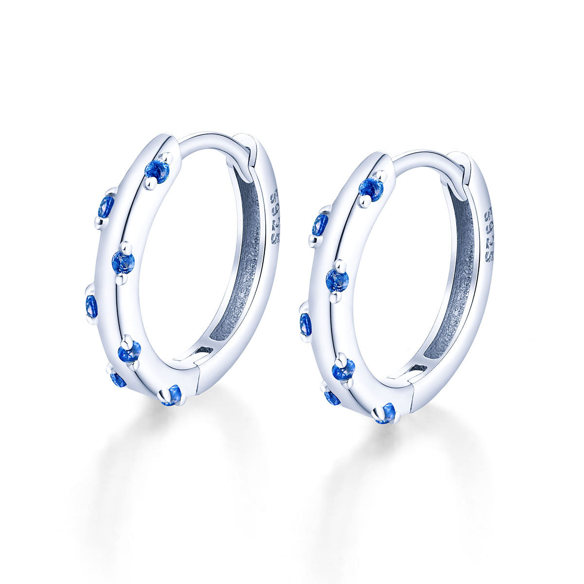 Colored Zircon Hoop Earrings - S925 Silver Modern European Factory Jewelry