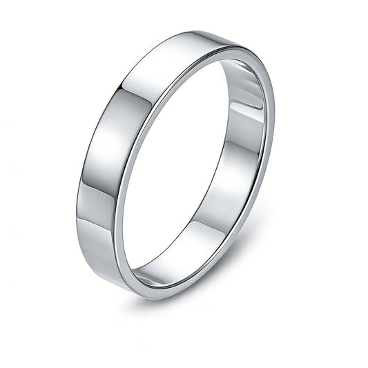 925 Sterling Silver Minimalist Wide Band Ring, High-Polished Gold Plated Plain Hoop Jewelry