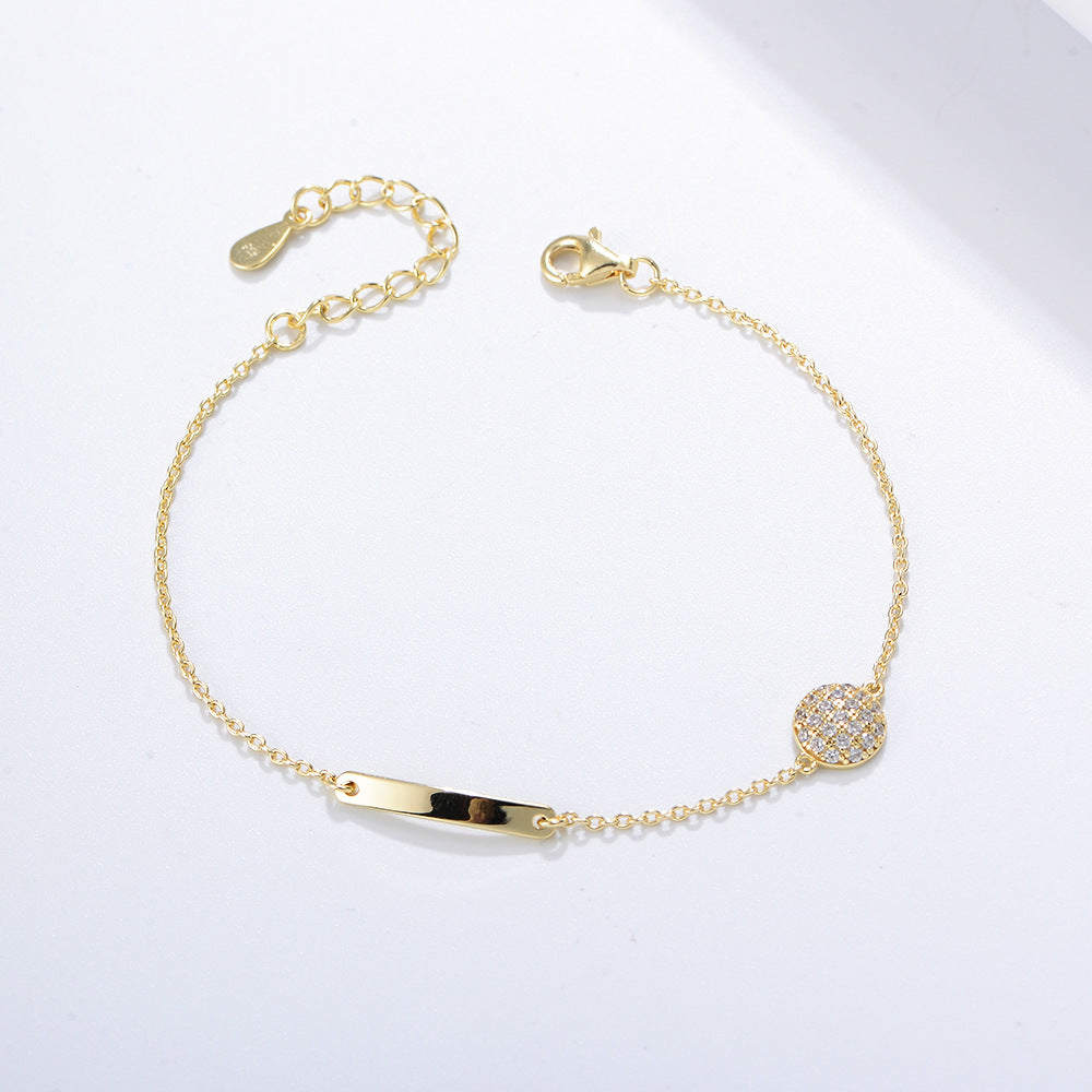 Sterling Silver Chic Geometric Bar Link Bracelet for Women, High-End Versatile Hand Jewelry