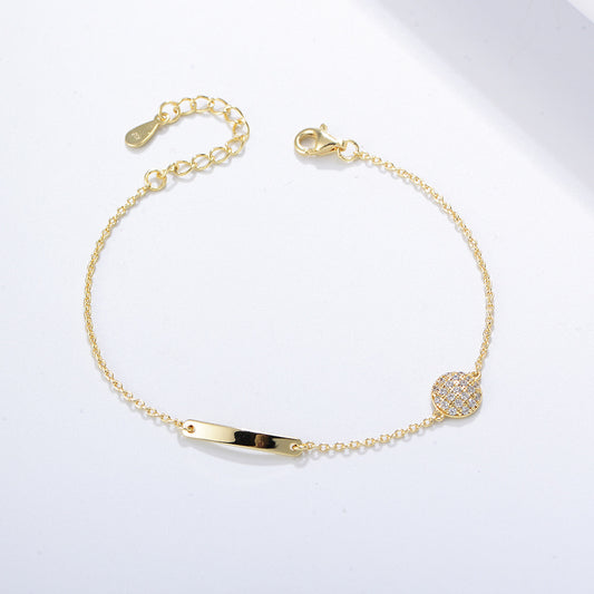 Sterling Silver Chic Geometric Bar Link Bracelet for Women, High-End Versatile Hand Jewelry