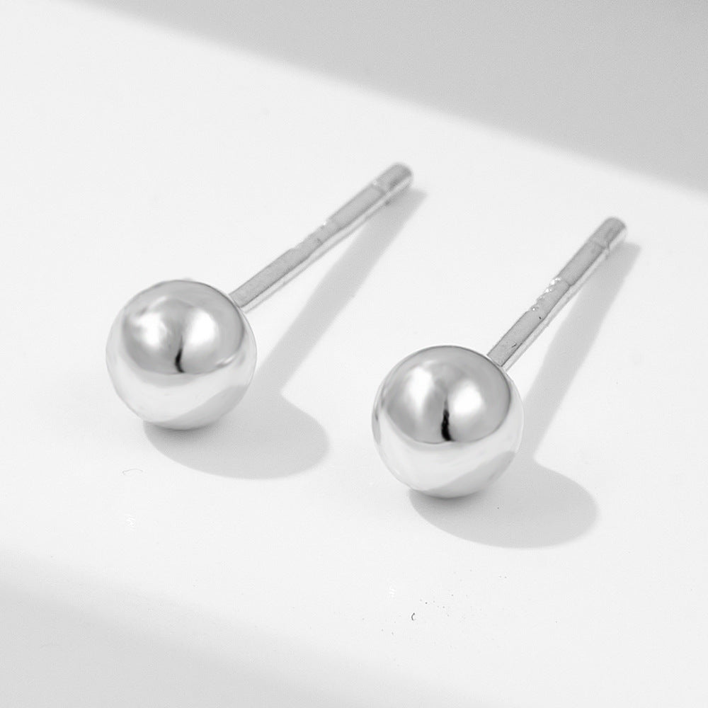 925 Sterling Silver Mini Round Bead Stud Earrings, Minimalist Sleep-in Tiny Jewelry