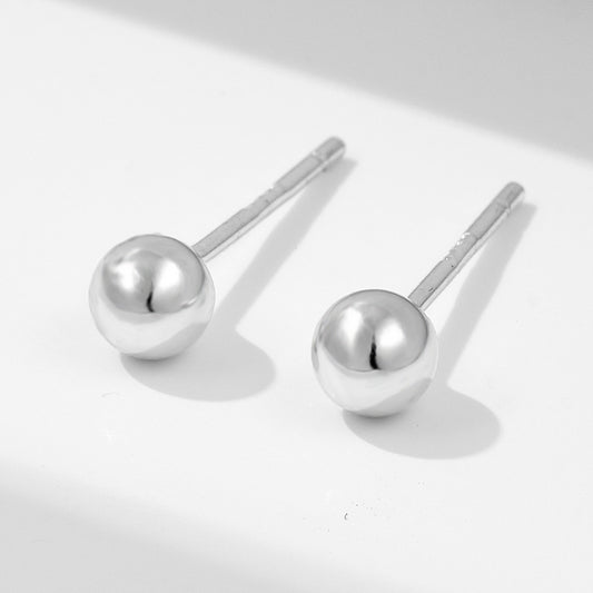 925 Sterling Silver Mini Round Bead Stud Earrings, Minimalist Sleep-in Tiny Jewelry