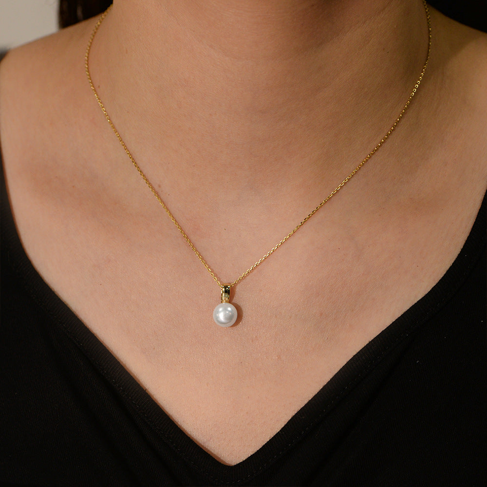 925 Sterling Silver Natural Freshwater Pearl Pendant Necklace, Light Luxury Ins Style Jewelry