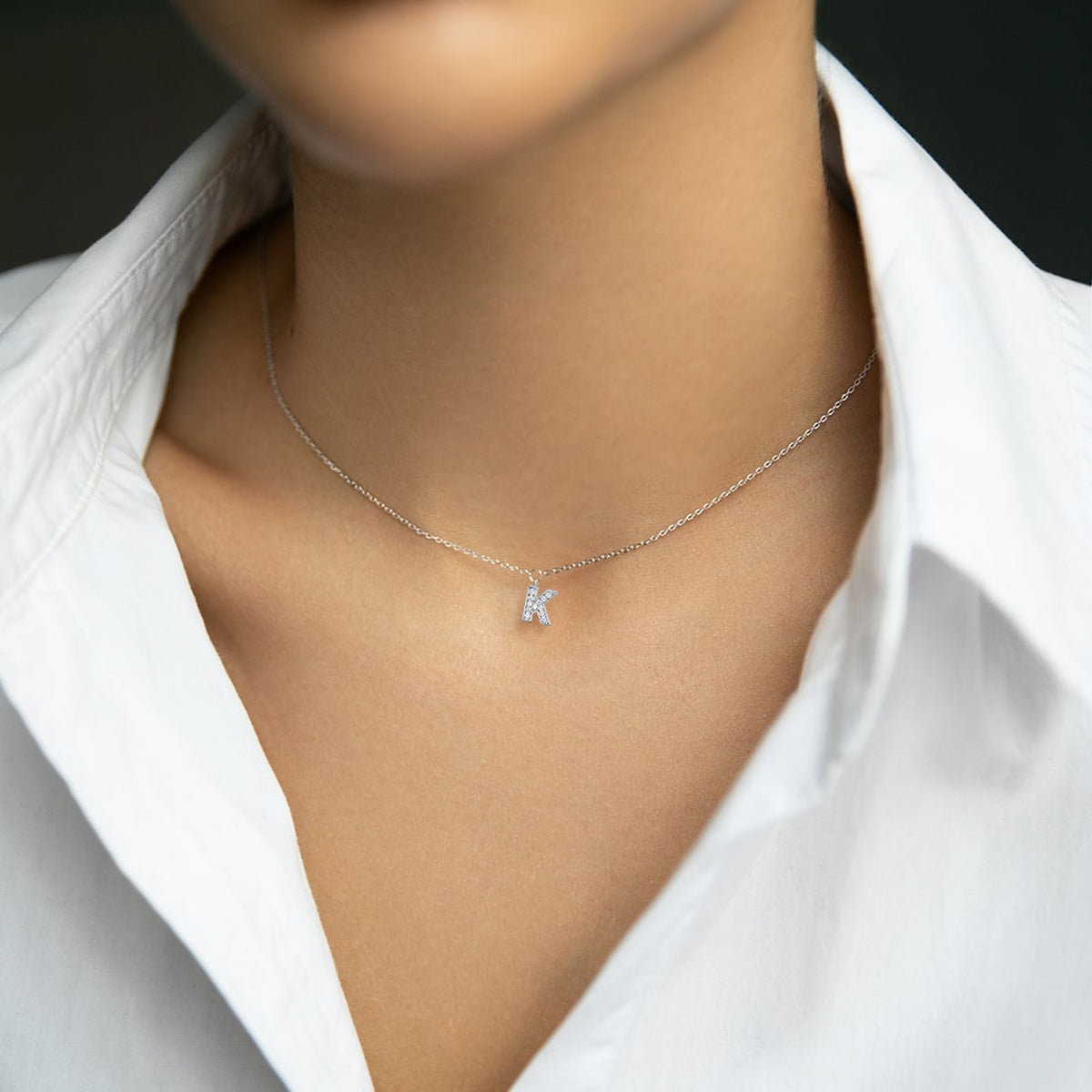 Custom Letter Necklace - 925 Silver Zircon Light Luxury Jewelry